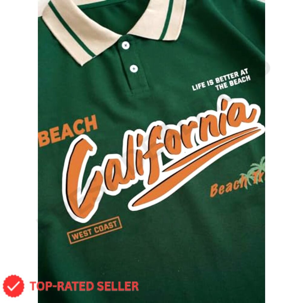 Oversized Rugby Shirt Short Sleeve Collared Jersey Y2K Vintage Graphic Tee - Picture 4 of 6